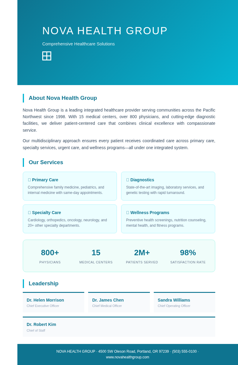 Healthcare clean company profile